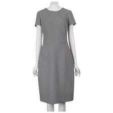 Banana Republic Dress 4 Tall 4T Black Houndstooth Sheath Short Sleeve Career