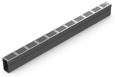 ACO Slimline Entwässerungsrinne mit Aluminiumrost SILBER für Linienentwässe