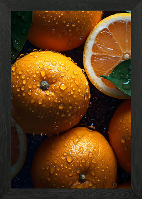 Gerahmtes Wandbild Poster Leinwanddruck Bild frische orange Früchte