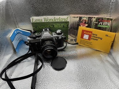 Canon AE-1 Program 35mm SLR Film Camera W/50mm 1:1.8 Lens tested see description