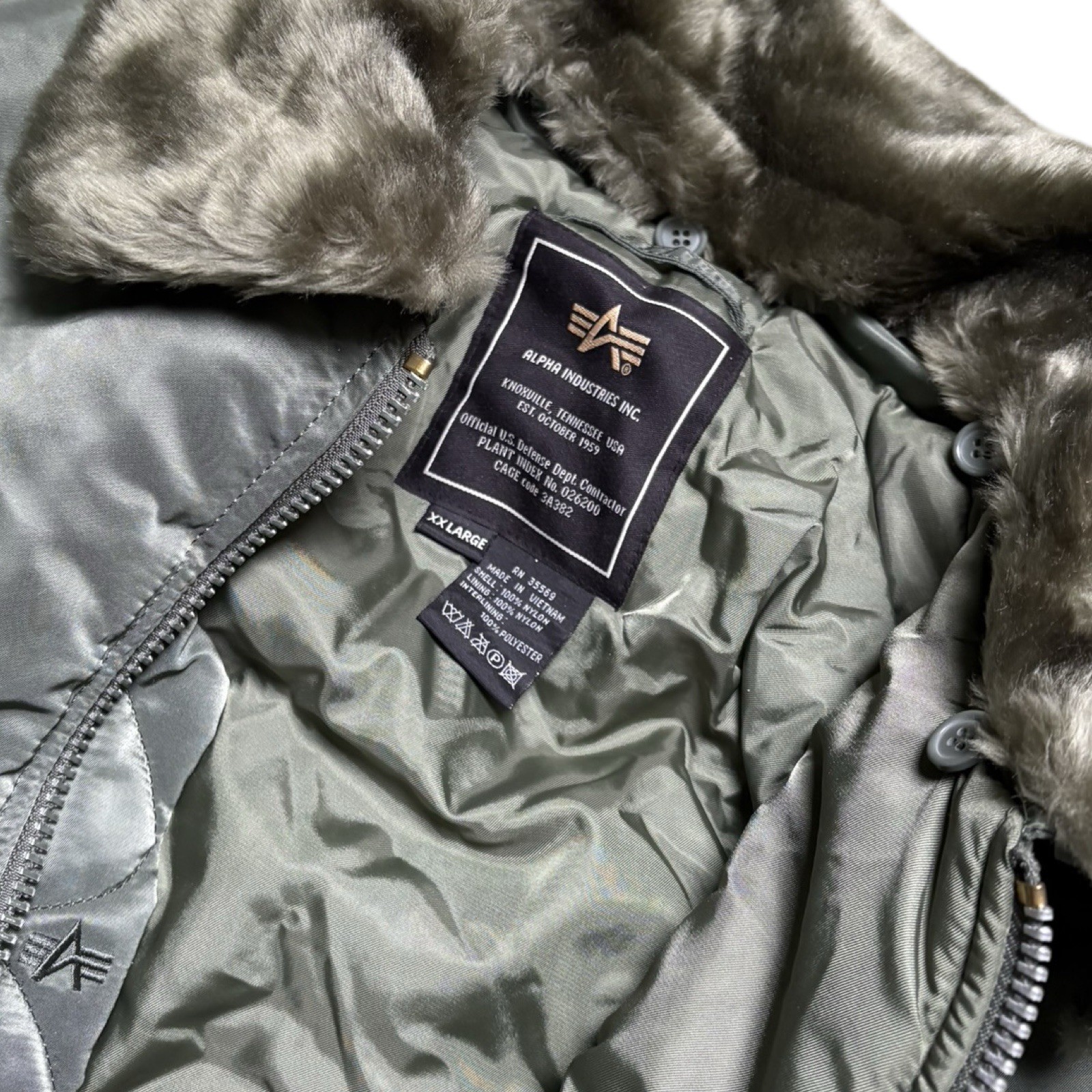 Alpha Industries B-15 Mod Flight Jacket Olive Men's XXL Kobelco Brand ...