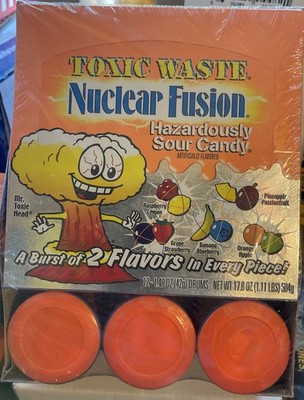 Lot Of 12 Drums Toxic Waste Sour Candy Collectible 1.48oz Drums Assorted Flavor