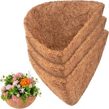 3x Semicircle Coco Fiber Liners for Hanging Wall Baskets Flower Planter Liner UK