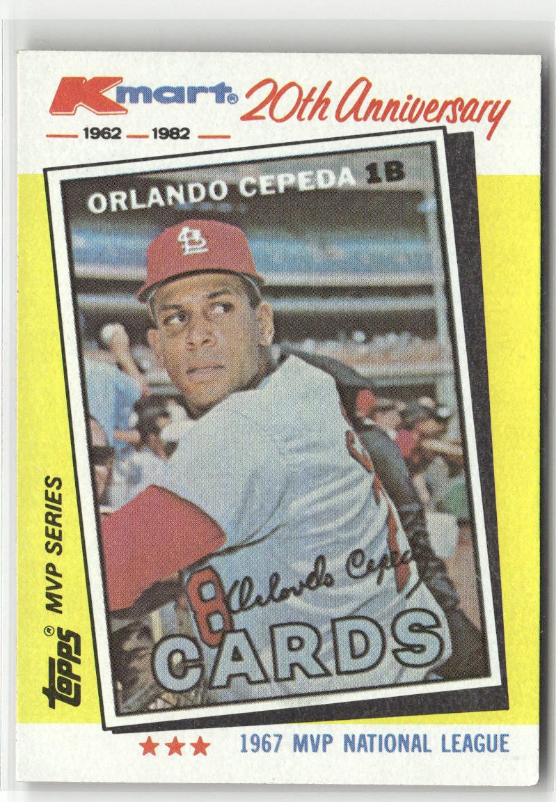 1982 TOPPS KMART 20TH ANNIVERSARY AL & NL MVP'S #12 ORLANDO CEPEDA CARDINALS