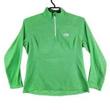 Womens The North Face Green 1/4 Zip Pullover Fleece Sweatshirt Long Sleeve L