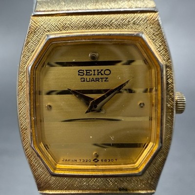 Seiko Watch Women 18mm Champagne Dial Gold Tone Rectangle  display picture 2
