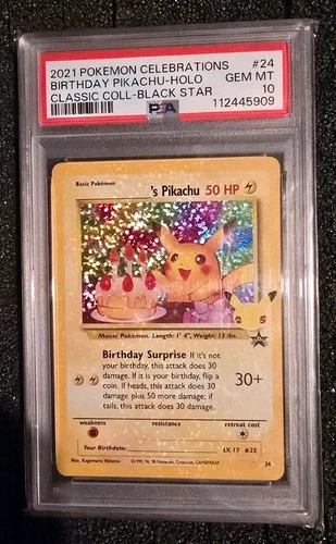Pokémon TCG Birthday Pikachu Celebrations Black Star Promo PSA 10