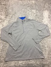 Danskin 1/4 Zip Pullover Womens Size Large Semi Fitted Gray Blue Stretch Active