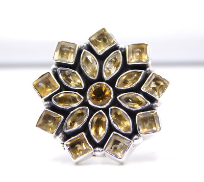 13.1 GM 925 Sterlingsilber Natürlich Citrin Schliff Gemtone Fein Ringgröße 7.75