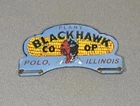 VINTAGE BLACKHAWK PLATE TOPPER PORCELAIN SIGN CAR GAS OIL TRUCK GASOLINE