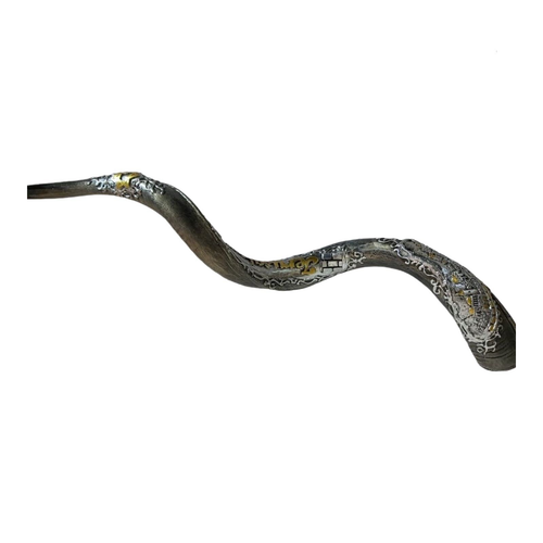 Shofar Yemenite Kudu Horn 38''+ With Sterling Silver Plated +3D Jerusalem Curved - Picture 11 of 13