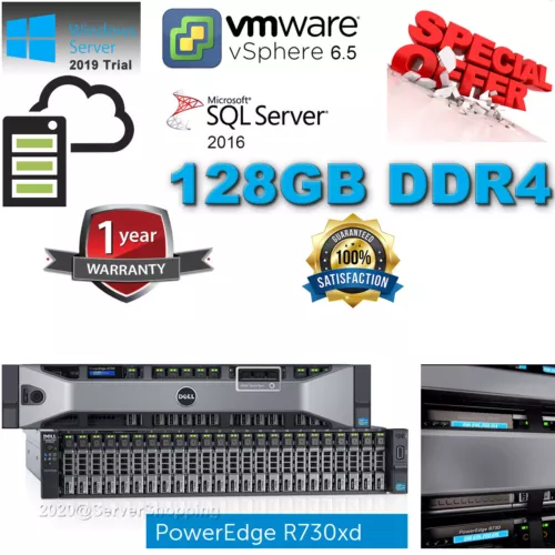 Dell PowerEdge R730xd 28CORE Server Xeon E5-2683v3 128GB DDR4 4.8TB SAS 10K FREE