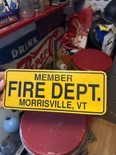 VTG Member Fire Dept FD Morrisville VT Vermont License Number Plate Tag Topper