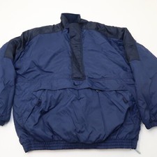 Nike Vintage Navy Blue 1/2 Zip Big Logo Windbreaker Jacket 90s Kangaroo pocket
