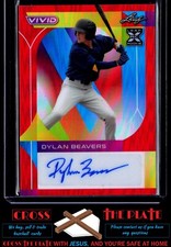 1-2022 Leaf Vivid Red Auto Dylan Beavers Baltimore Orioles 31/35 #BA-DB1