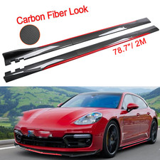 For Porsche Panamera Carbon Fiber Look 78.7" Side Skirt Extension Spoiler Split