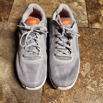 Nike Revolution Sneakers Wolf Grey/Hyper Orange Womens Size
