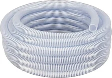 2" DIAMETER x 25' LENGTH CLEAR FLEXIBLE DRAIN HOSE WITH WHITE REINFORCED HELIX