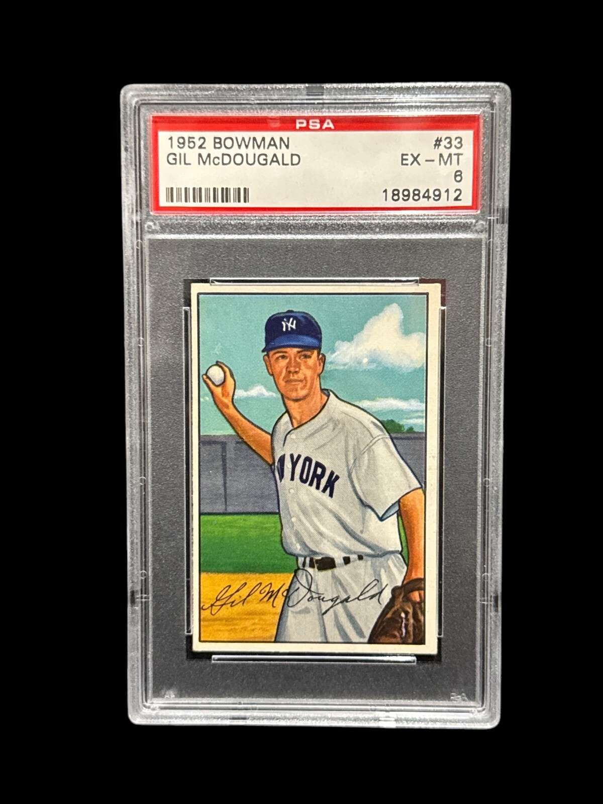 GIL MCDOUGALD NEW YORK YANKEES 1952 BOWMAN BASEBALL CARD #33 GRADED EX-MT PSA 6