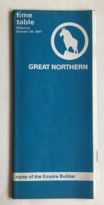 GREAT NORTHHERN RAILROAD TIME SCHEDULE: OCT. 29, 1967: 28 PAGES  FREE SHIPPING