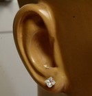 14k white gold 1.28ct SI2 I1 H clarity enhanced princess diamond stud earrings — photo 9