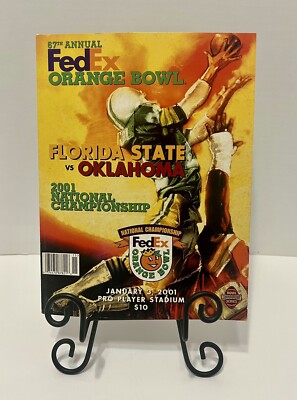 2001 ORANGE BOWL Program FLORIDA STATE VS OKLAHOMA National