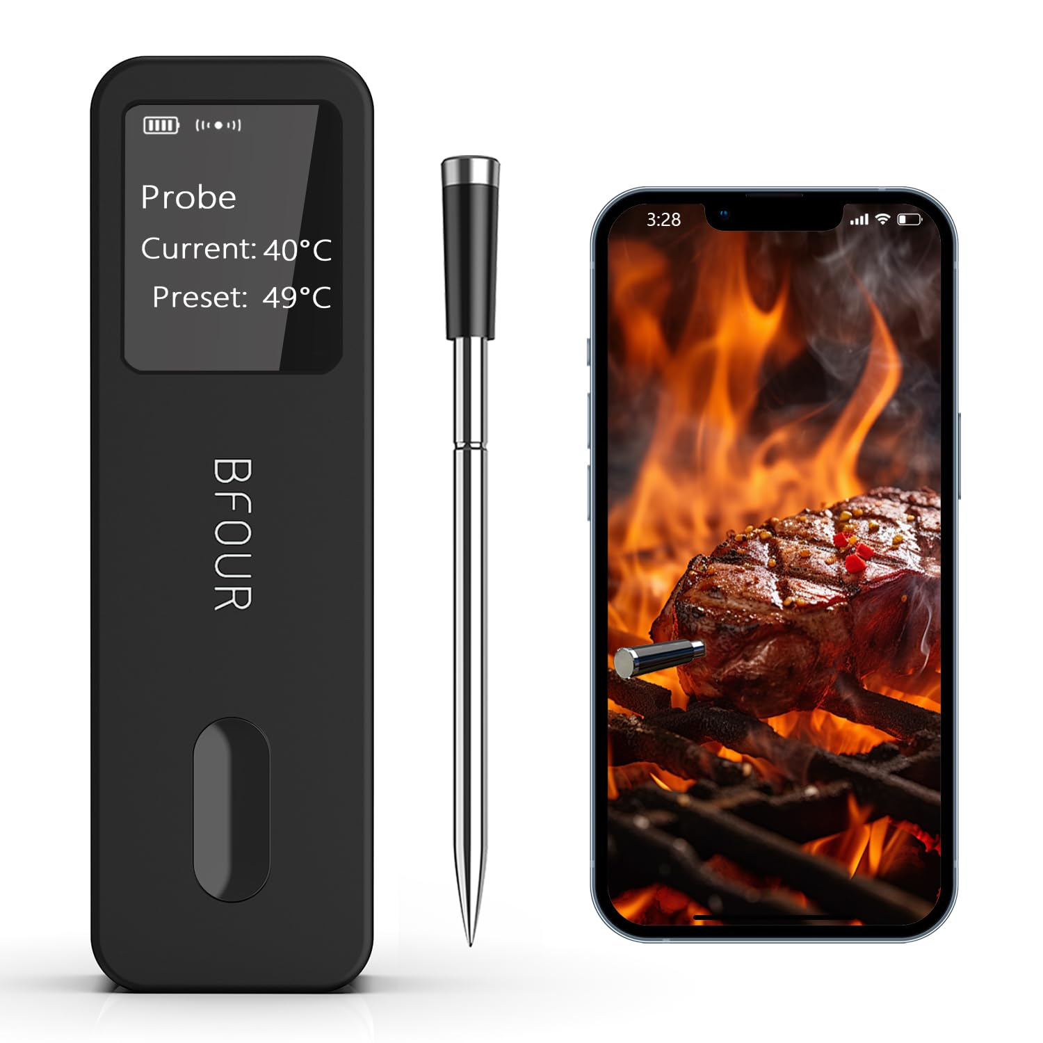 Bluetooth Meat Thermometer Wireless with Waterproof Meat Probe, Wireless Meat Th-image