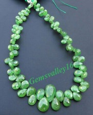 AAA Natural Tsavorite Garnet Gems Pear Faceted Beads 5-13mm 8.5"Strand GV-3351