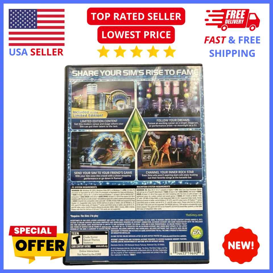 The Sims 3 Showtime Expansion Pack – PC/Mac Game Disc by EA 2012 - Image 2 of 2