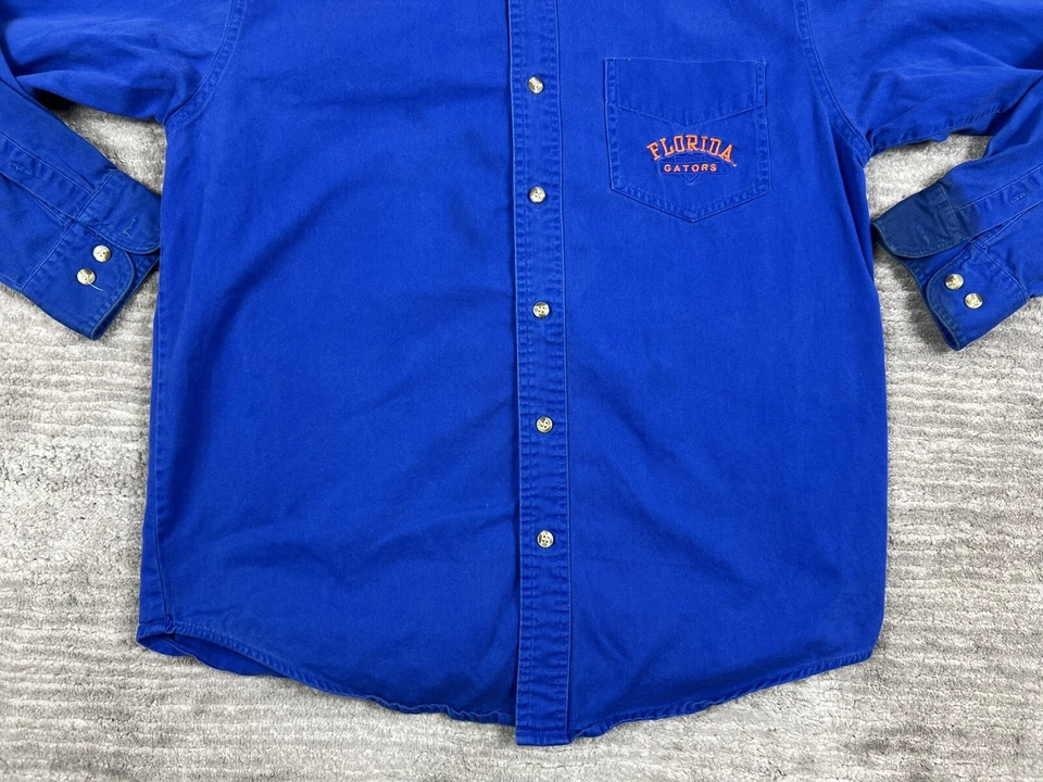 Vintage Florida Gators Shirt Mens Medium Blue Button Down Long Sleeve Red Oak - Image 3 of 4