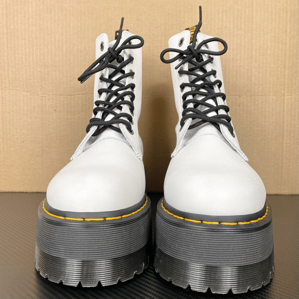 Dr. Marten’s 1460 Pascal Max White & Black Platform Lace Up Ankle Boots Size 10 image 2