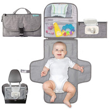 Portable Diaper Changing Pad with Wipes Pocket, Classic Grey