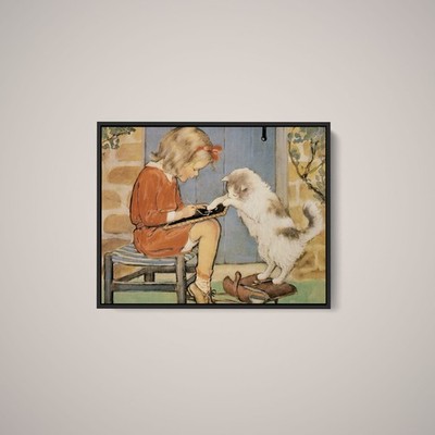 Jessie Willcox Smith - Good Housekeeping - Schoolwork With Kitty - Art Print