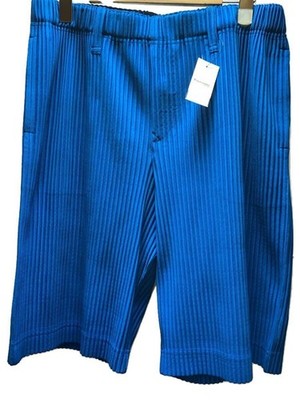 ISSEY MIYAKE ロイヤルブルー　リラックスパンツ PLISSE ISSEY MIYAKE short Pants blue 3 Used | eBay