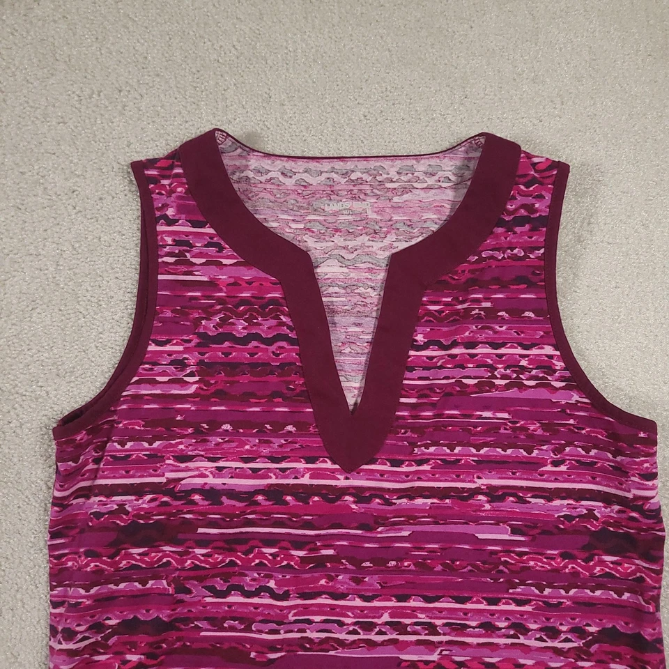 Vestido Lands' End feminino médio grande rosa borgonha sem mangas gola redonda - Imagem 3 de 4