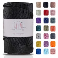 Polyester Macrame Cord 2mm x 250 Yards Polypropylene Rope Black Art Craft