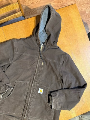 #ad Carhartt Men’s C68 DKB Hooded Chore Jacket Brown Medium Classic Vintage $94.95