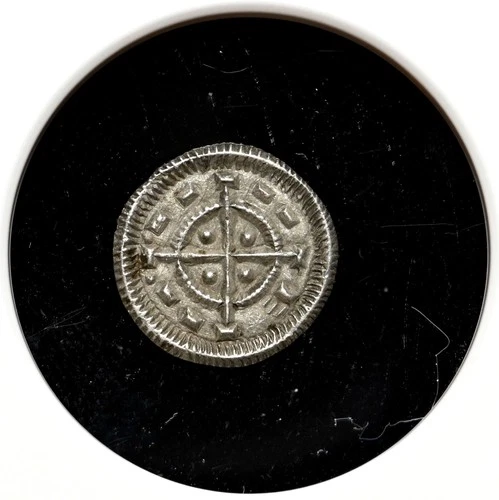 MEDIEVAL HUNGARY. Bela II, 1131-1141. Silver Denar, Cross, NGC AU58