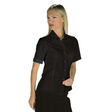 Damenbluse Kyoto Nera Isacco Misto Cotone Kellnerbluse