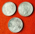 (Qty 3)  1923  (S D P) Peace Dollars 90% Silver $1 Dollar. VF/XF/AU Grade!