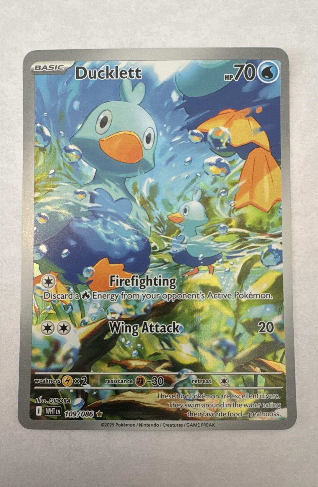 Ducklett 109/086 Sv: White Flare Holo Pokemon