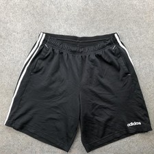 Adidas Shorts Mens Large Black Climalite 3 Stripe Athletic Gym Training