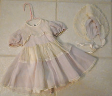 VINTAGE LAVENDER BABY DRESS, ATTACHED UNDER SLIP  CAP- VERY SMALL NEWBORN/DOLL