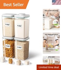 4 Count Airtight Food Containers with One-Press Pop Lid - 4L Capacity  Scoop