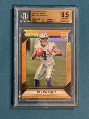 2016 Panini Prizm Prizms Orange #231 Dak Prescott RC BGS 9.5 TRUE GEM