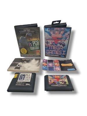  Sega Mega Drive Spiel PGA Tour Golf + Mega Games OVP+ Anleitung 2x Game  PAL 