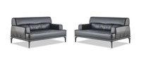 Sofargarnituren Set Modern 2-Sitzer Sofas Schwarz Leder Couch Sofa-Set