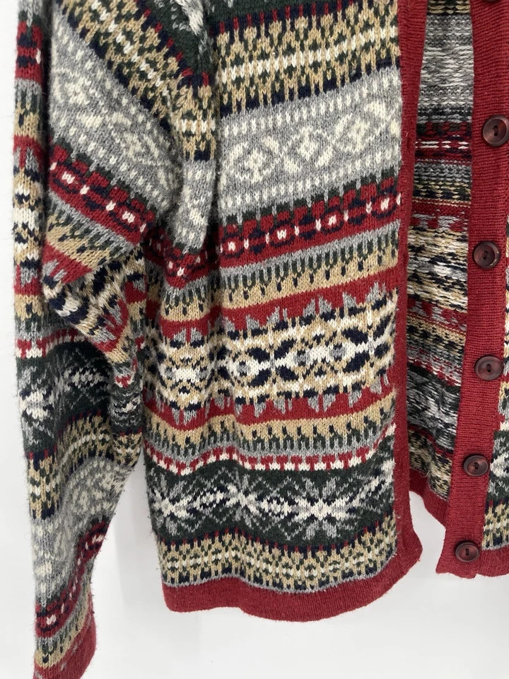 CRYSTAL KOBE Cardigan 毛衣 L 北欧冰岛 Fair Isle 羊毛混纺 — 第 2/4 张图片