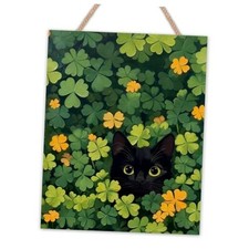 St. Patrick's Day Decorations, St Patricks Day Decor Shamrock Black Cat Wooden