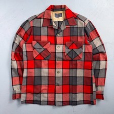 Pendleton VTG 1950s Loop Collar Board Shirt Wool Plaid Flannel Shirt Checker